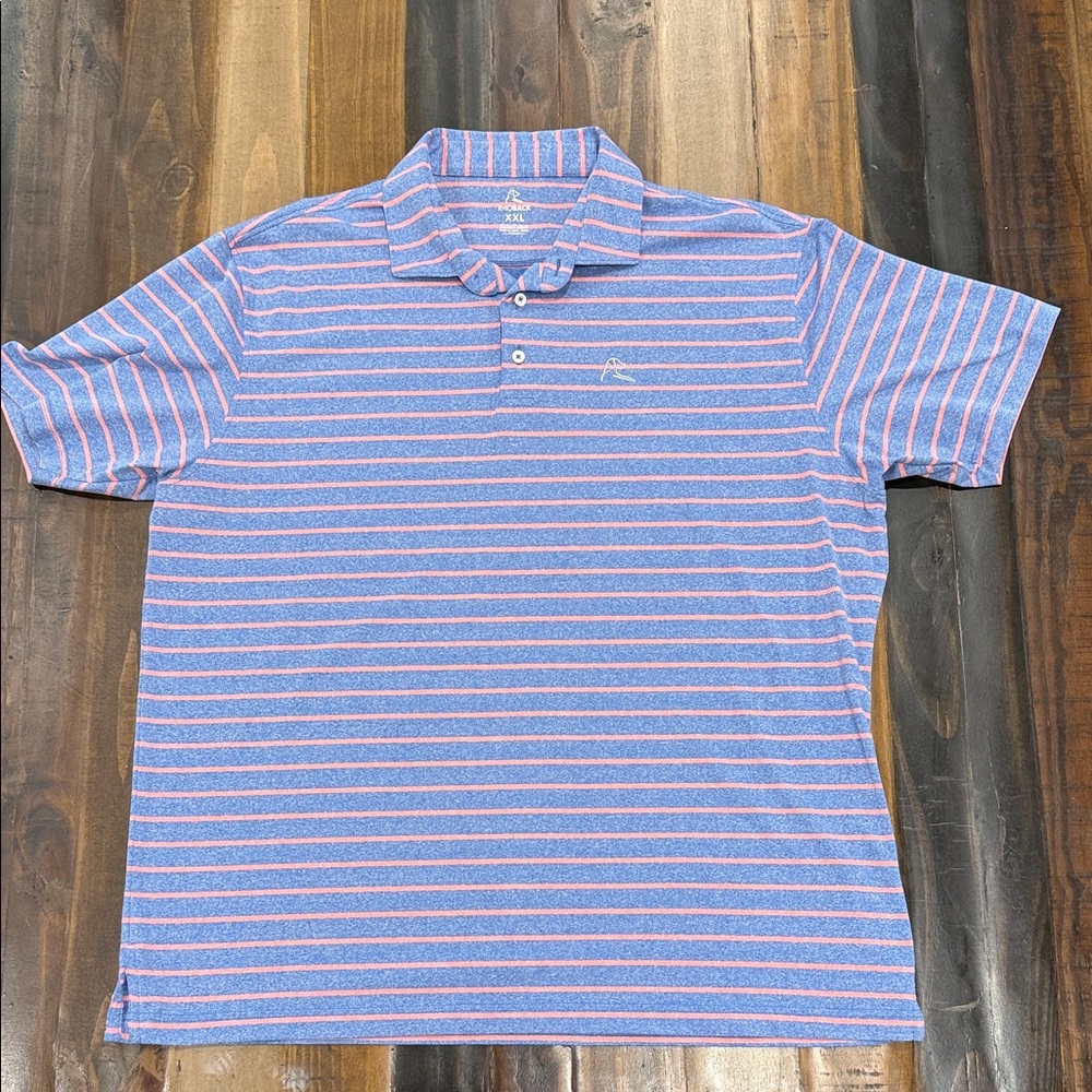 Rhoback Polo with Blue and Pink Stripes